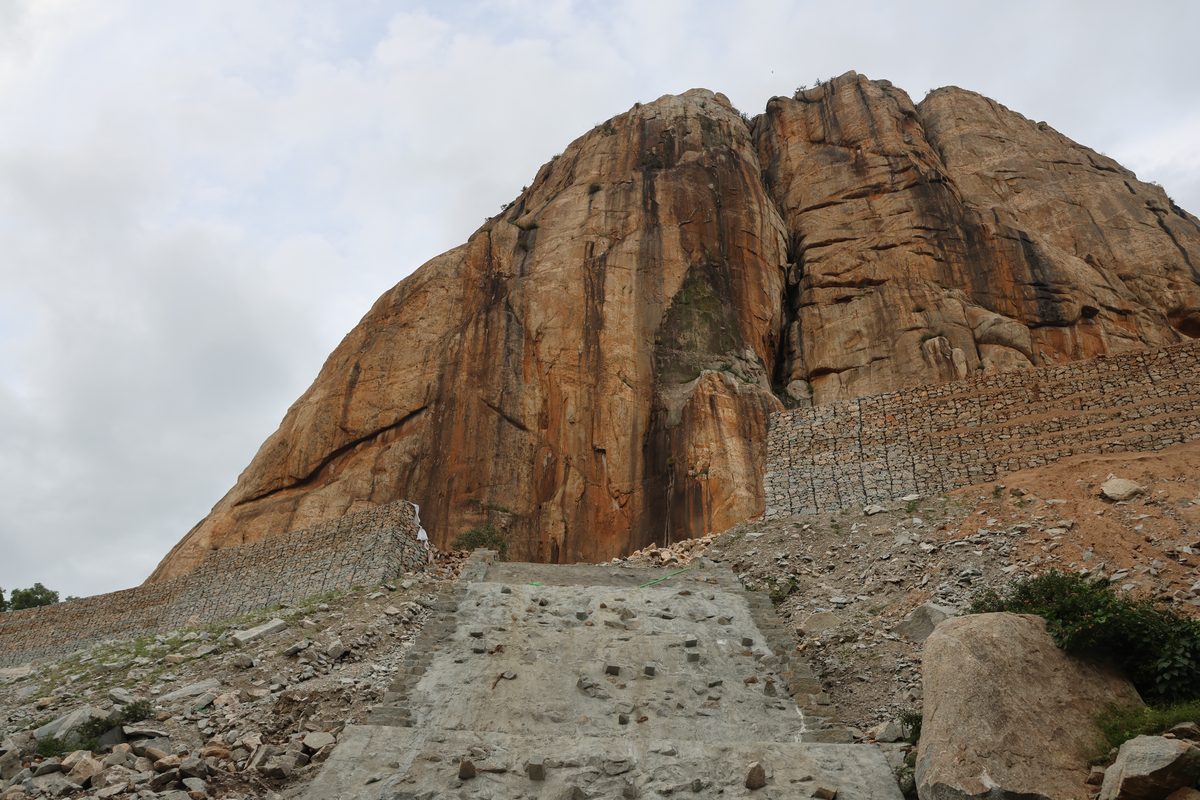 New cave construction in progress at Kailasagiri